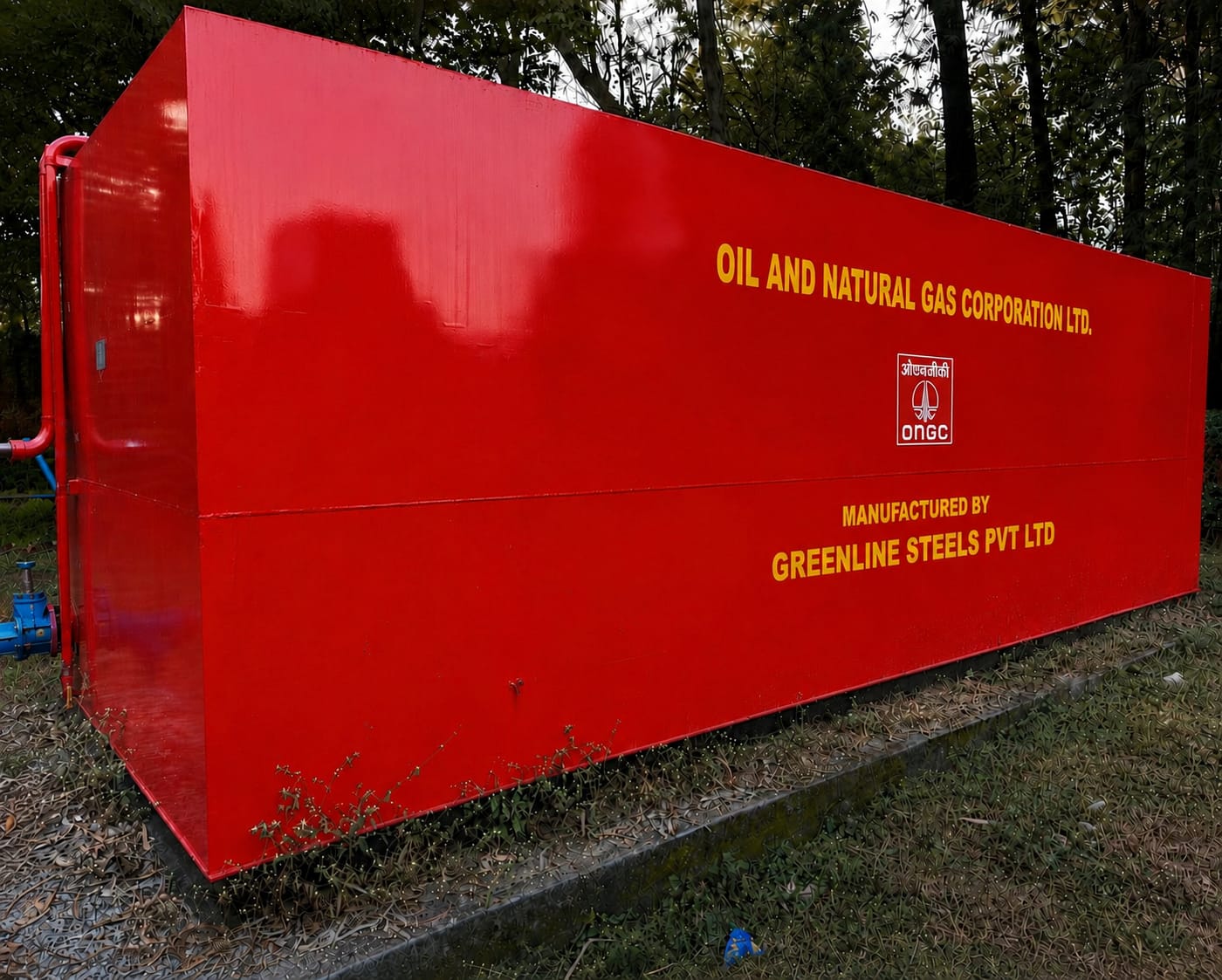 Red fire water tank